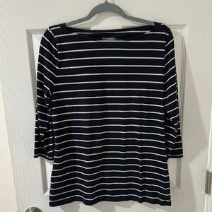 Merona Black and Blue‎ Striped Long Sleeve Top